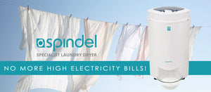 washing line with white clothes and spindel saving electricity